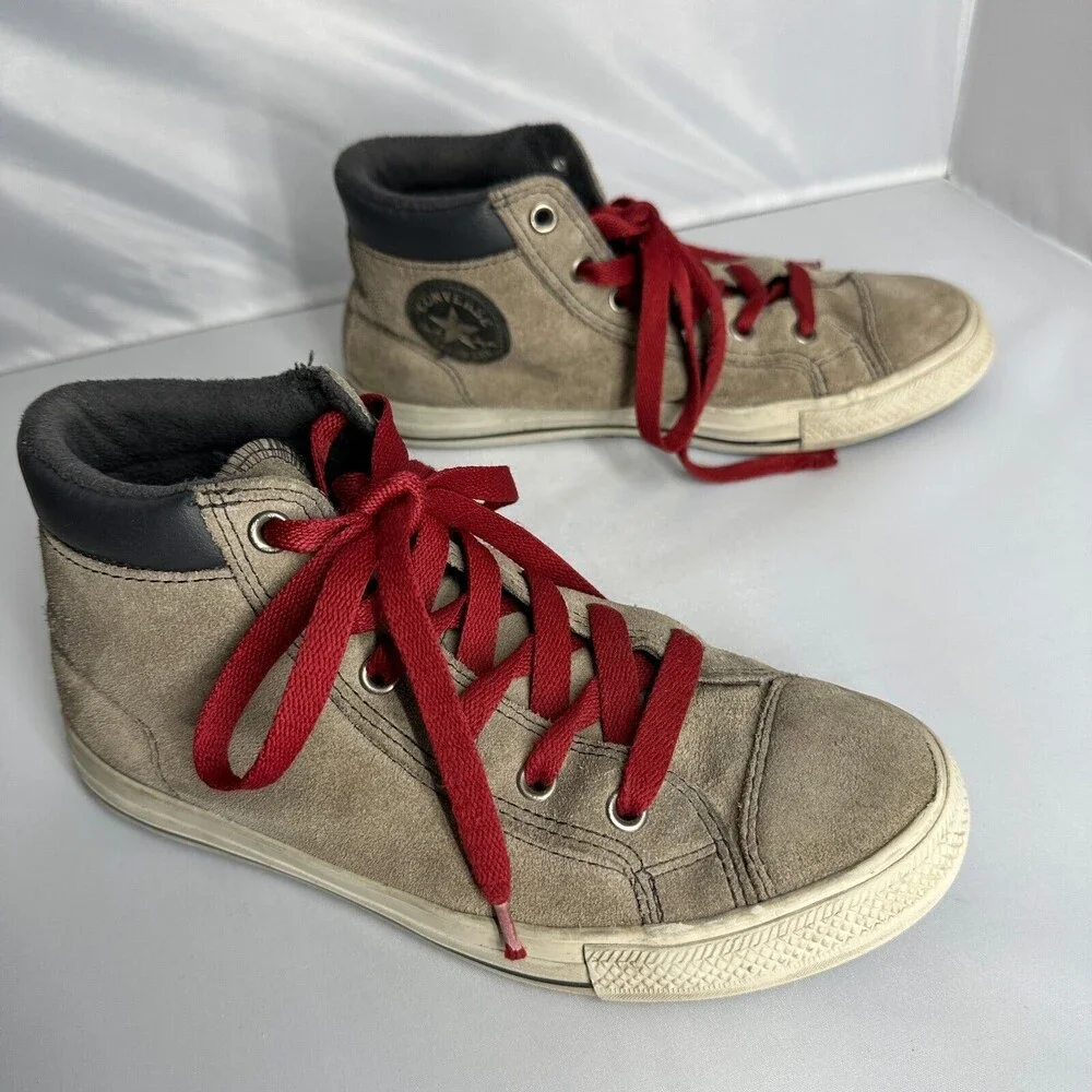 Converse All Star High Top Shoes Brown Sued Leather Mens Size 4